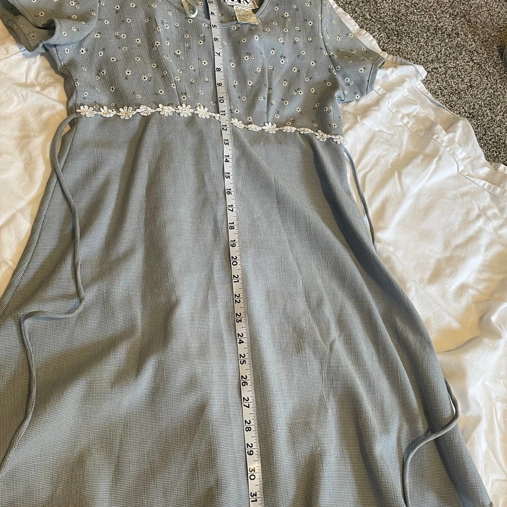 Light Blue Mini Dress with Embroidered Bodice - Picture 11 of 11
